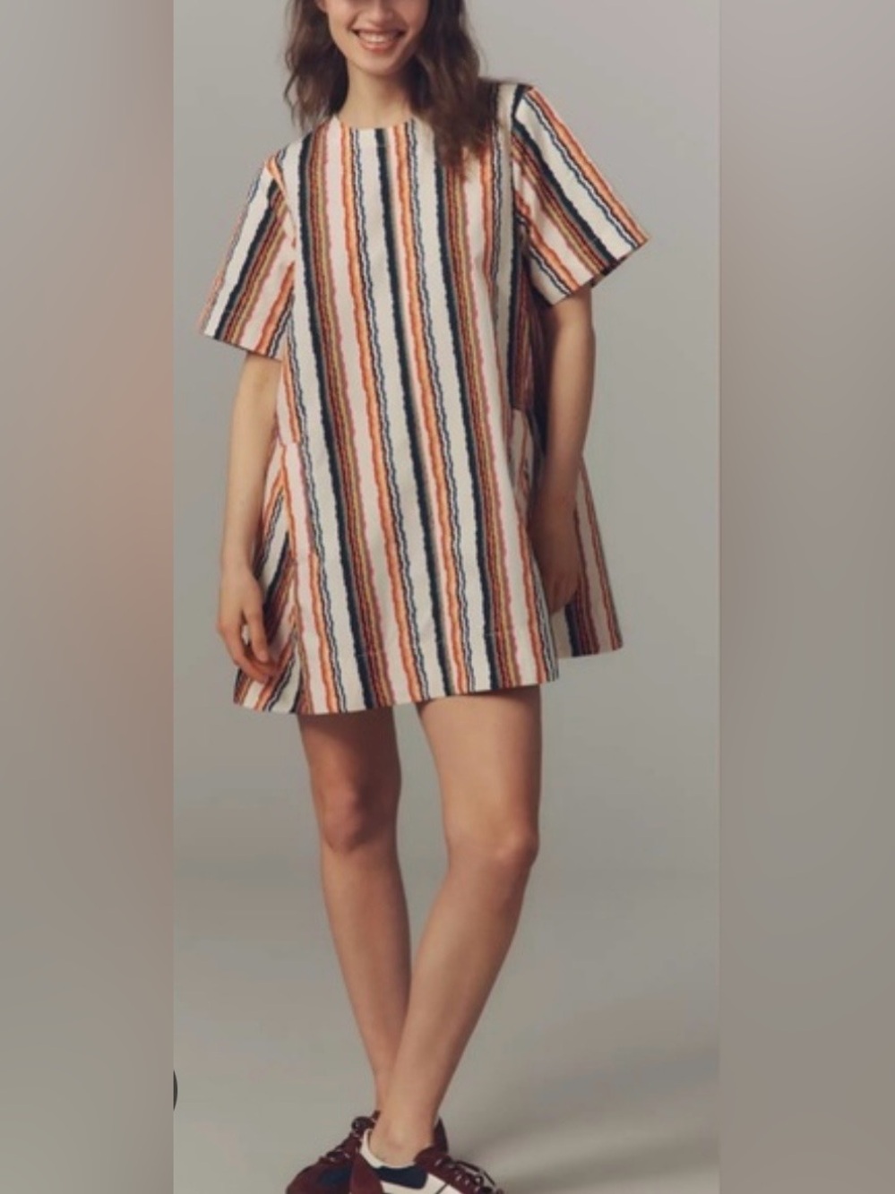Anthropologie Maeve Short-Sleeve Swing Mini Dress